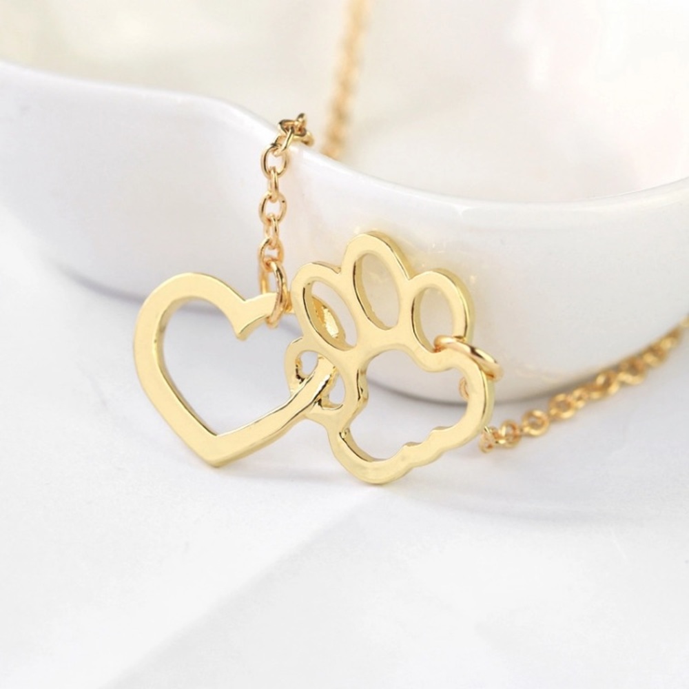 Gold Tone Paw Necklace - Picture 3 of 3